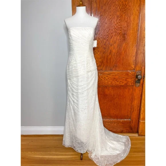 NWT White by Vera Wang Strapless Lace Wedding Dress